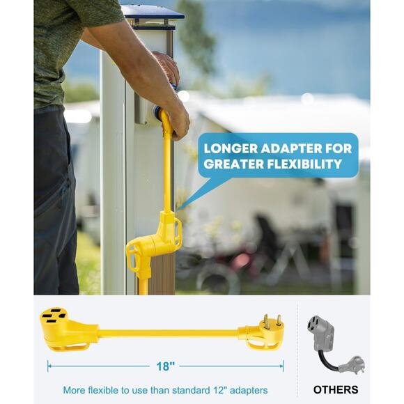 Kohree RV Plug Adapter 18" 30A Male to 50A Female Power Cord - Picture 4 of 12